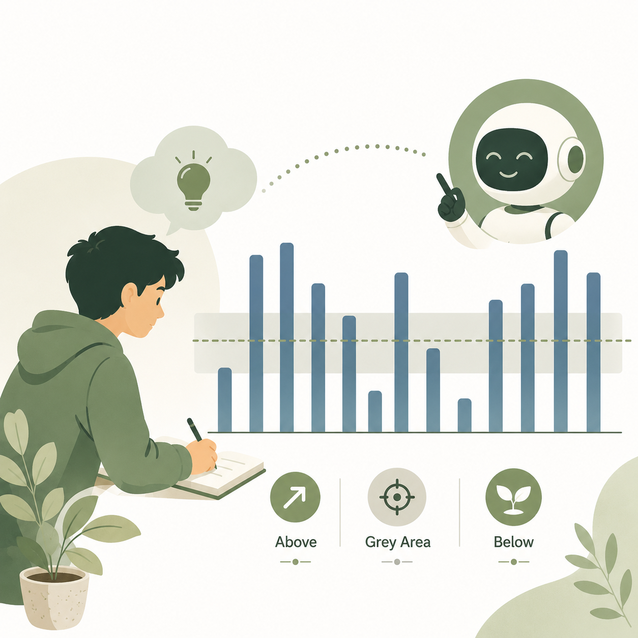 Illustration of the Grey Area concept for student modeling